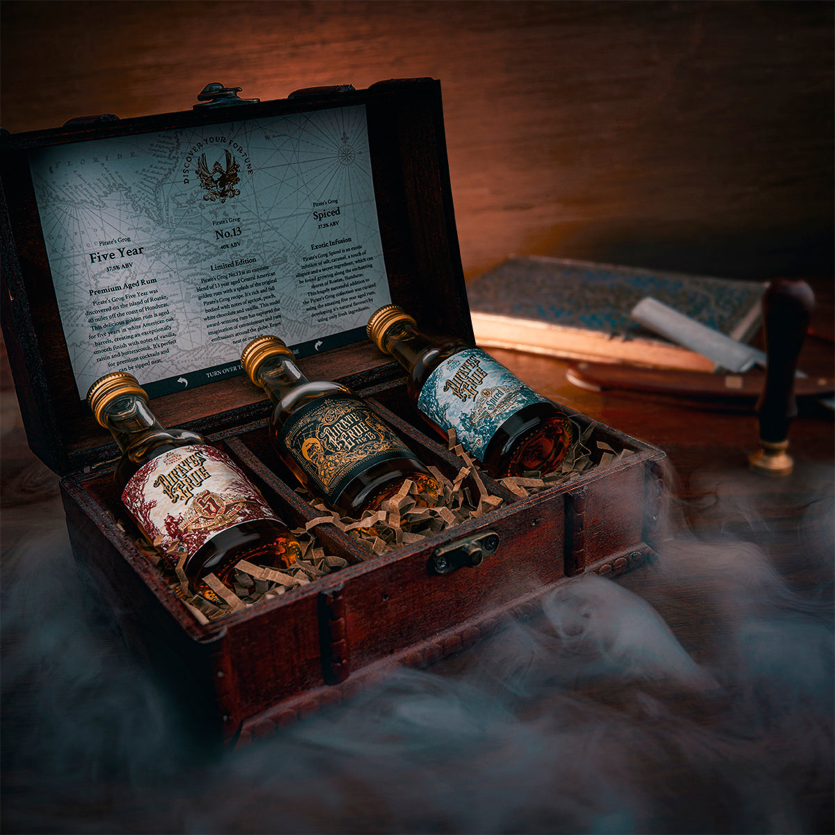 Pirate's Grog Rum Miniatures Gift Set with Personalised Scroll